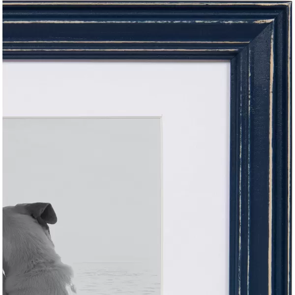 Kate and Laurel Bordeaux Coastal Gallery Frame Wall Kit Set of 6 with Assorted Size Frames Graywash Navy Blue Distressed WhiteMultiBlue