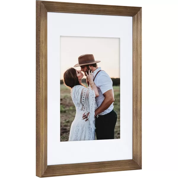 Kate and Laurel Bordeaux Coastal Gallery Frame Wall Kit Set of 6 with Assorted Size Frames Graywash Navy Blue Distressed WhiteRustic Brown