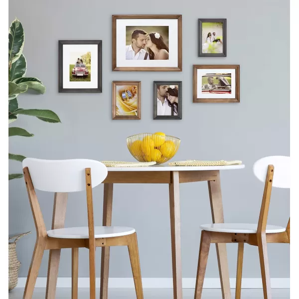 Kate and Laurel Bordeaux Coastal Gallery Frame Wall Kit Set of 6 with Assorted Size Frames Graywash Navy Blue Distressed WhiteRustic BrownGray