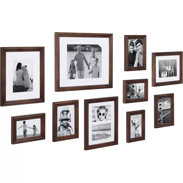 Kate and Laurel Bordeaux Coastal Gallery Wall Kit Set of 10 with Assorted Size Frames in 3 Different Finishes White Blue and GrayBrown