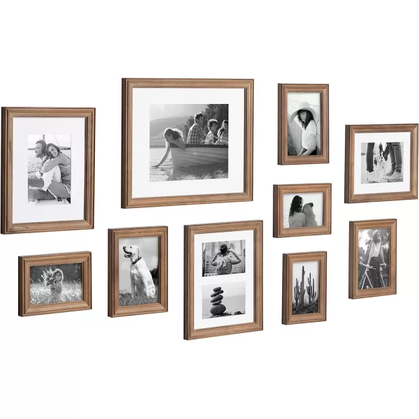 Kate and Laurel Bordeaux Coastal Gallery Wall Kit Set of 10 with Assorted Size Frames in 3 Different Finishes White Blue and GrayNatural