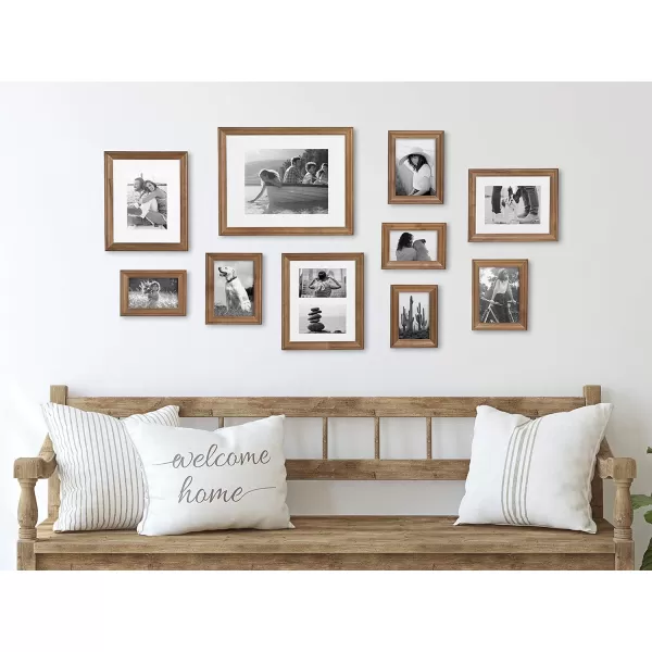 Kate and Laurel Bordeaux Coastal Gallery Wall Kit Set of 10 with Assorted Size Frames in 3 Different Finishes White Blue and GrayNatural