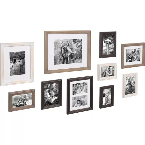 Kate and Laurel Bordeaux Coastal Gallery Wall Kit Set of 10 with Assorted Size Frames in 3 Different Finishes White Blue and GrayWhite  Grey  Charcoal Grey