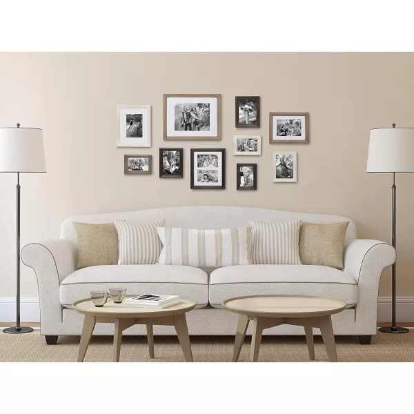 Kate and Laurel Bordeaux Coastal Gallery Wall Kit Set of 10 with Assorted Size Frames in 3 Different Finishes White Blue and GrayWhite  Grey  Charcoal Grey