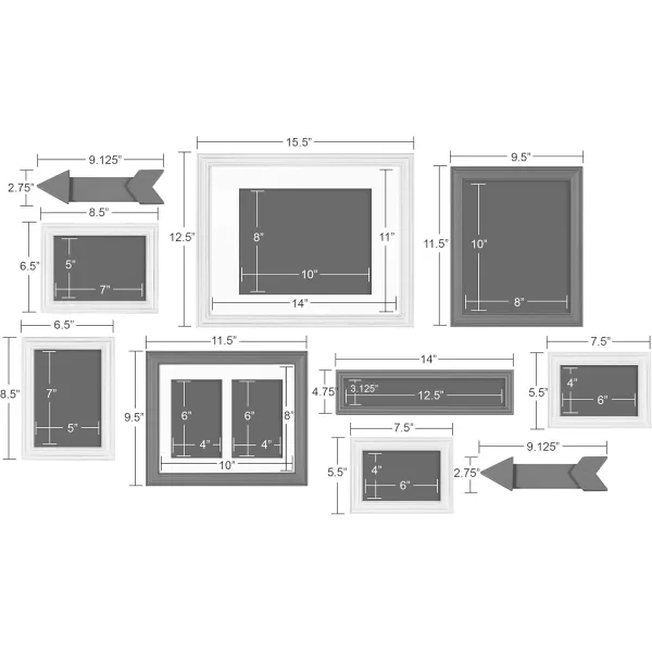 Kate and Laurel Bordeaux Expressions Wall Decor Collection Rustic Gray and White Assorted Size Frames and Decorative Wall AccentsMultiBlack