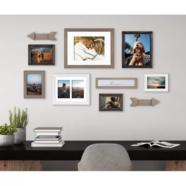 Kate and Laurel Bordeaux Expressions Wall Decor Collection Rustic Gray and White Assorted Size Frames and Decorative Wall AccentsMultiBlack