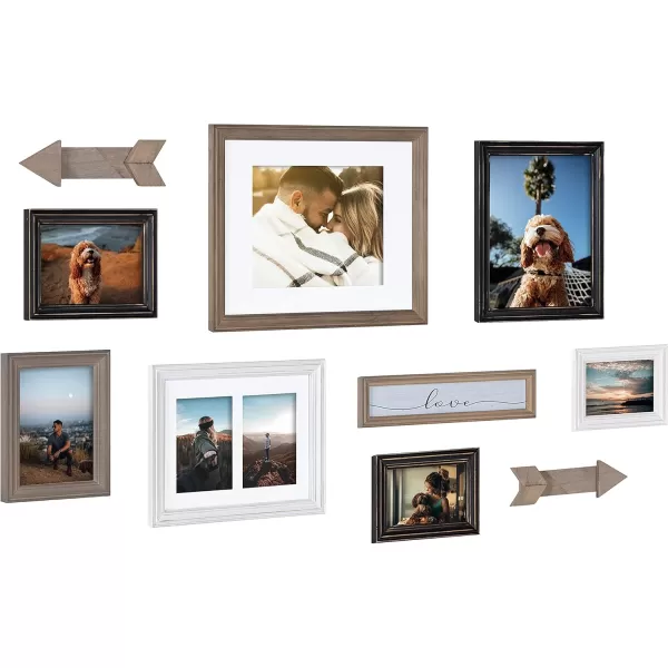 Kate and Laurel Bordeaux Expressions Wall Decor Collection Rustic Gray and White Assorted Size Frames and Decorative Wall AccentsMultiBlack