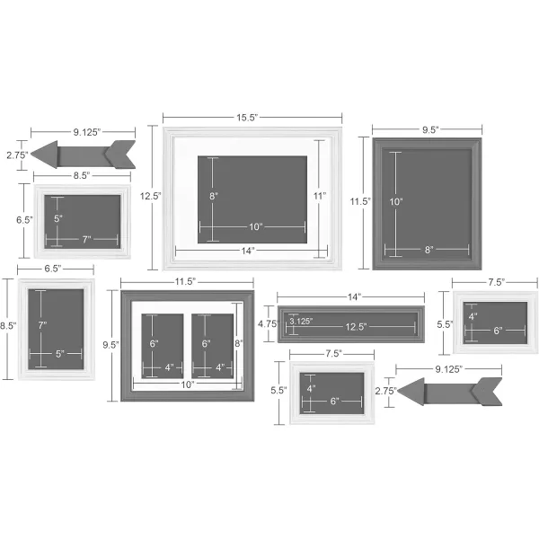 Kate and Laurel Bordeaux Expressions Wall Decor Collection Rustic Gray and White Assorted Size Frames and Decorative Wall AccentsMultiBlue