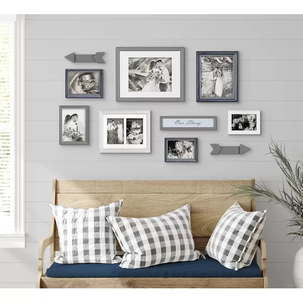 Kate and Laurel Bordeaux Expressions Wall Decor Collection Rustic Gray and White Assorted Size Frames and Decorative Wall AccentsMultiBlue