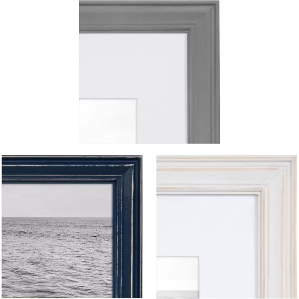 Kate and Laurel Bordeaux Expressions Wall Decor Collection Rustic Gray and White Assorted Size Frames and Decorative Wall AccentsMultiBlue