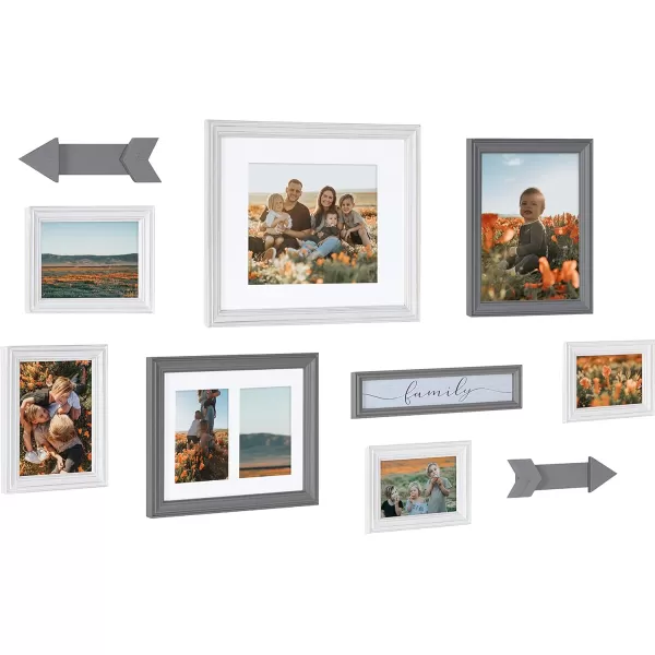 Kate and Laurel Bordeaux Expressions Wall Decor Collection Rustic Gray and White Assorted Size Frames and Decorative Wall AccentsWhite