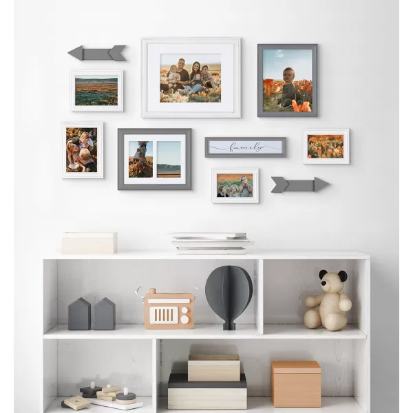 Kate and Laurel Bordeaux Expressions Wall Decor Collection Rustic Gray and White Assorted Size Frames and Decorative Wall AccentsWhite