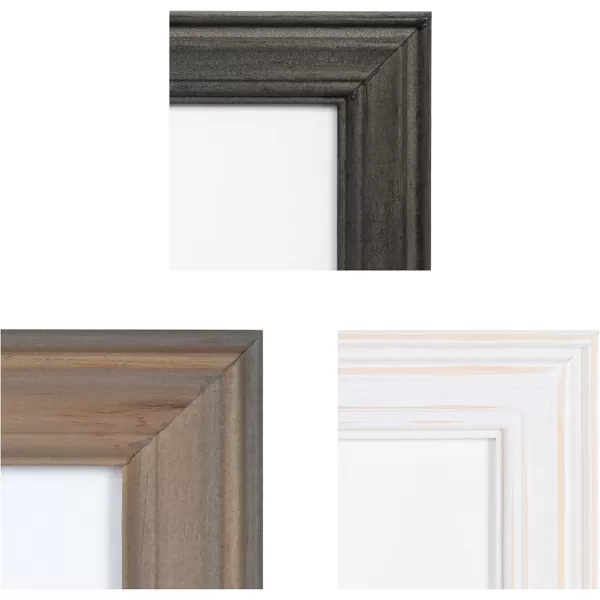 Kate and Laurel Bordeaux Farmhouse Gallery Floating Shelf and Wall Frame Kit Set of 8 Multiple Finishes Assorted Size Frames and Two Display ShelvesMultiGray