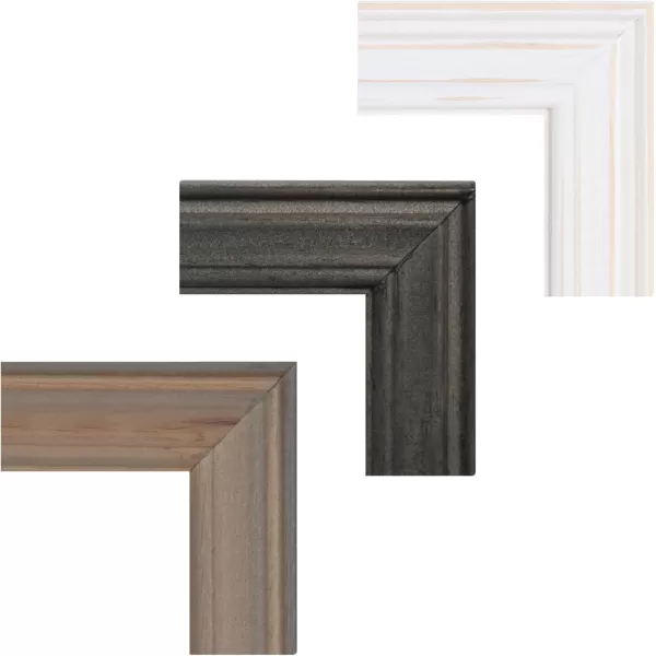 Kate and Laurel Bordeaux Gallery Floating Shelf and Wall Frame Kit Set of 5 Multiple Finishes Assorted Size Wooden Frames and Display ShelfMultiGray