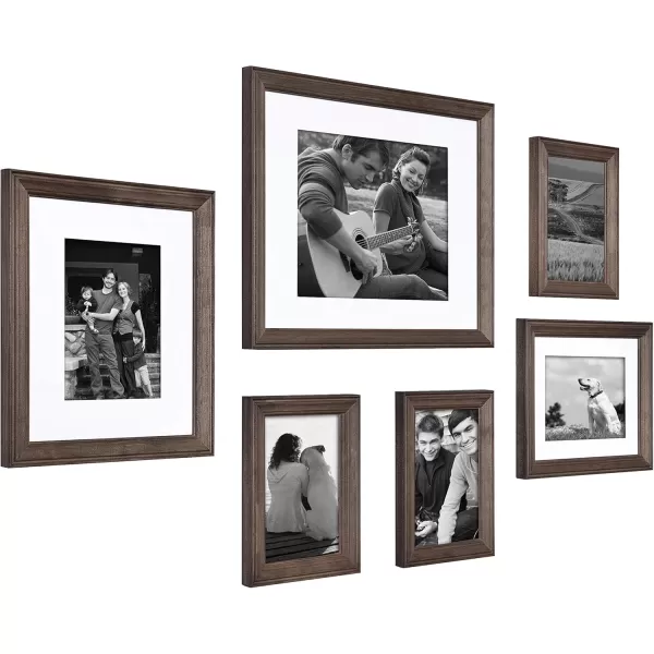 Kate and Laurel Bordeaux Gallery Frame Wall Kit Set of 6 with Assorted Size Frames Charcoal Gray