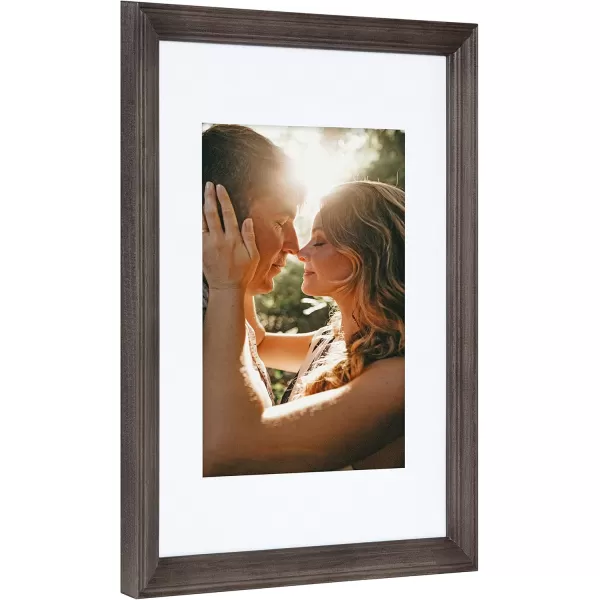 Kate and Laurel Bordeaux Gallery Wall Frame and Shelf Kit Set of 10 Natural Assorted Size Frames with Wood Finish and Three Display Shelves IncludedGrey