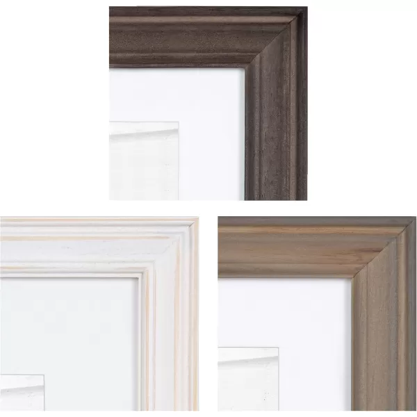 Kate and Laurel Bordeaux Gallery Wall Frame and Shelf Kit Set of 10 Natural Assorted Size Frames with Wood Finish and Three Display Shelves IncludedMultiGray