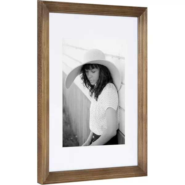 Kate and Laurel Bordeaux Gallery Wall Frame and Shelf Kit Set of 10 Natural Assorted Size Frames with Wood Finish and Three Display Shelves IncludedNatural