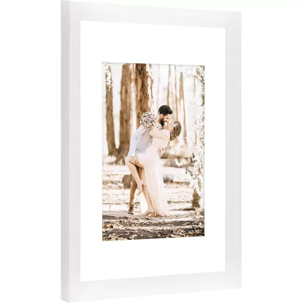 Kate and Laurel Bordeaux Gallery Wall Frame and Shelf Kit Set of 10 Natural Assorted Size Frames with Wood Finish and Three Display Shelves IncludedWhite