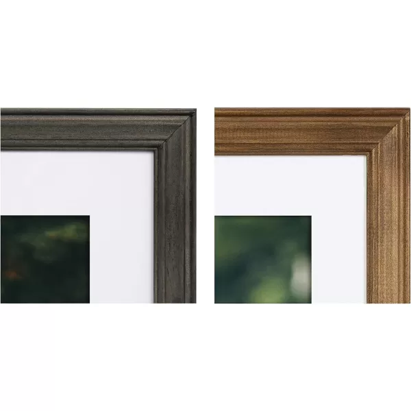 Kate and Laurel Bordeaux Gallery Wall Frame and Shelf Kit Set of 10 Natural Rustic and Charcoal Gray Farmhouse Assorted Size Photo Frames