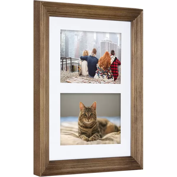 Kate and Laurel Bordeaux Gallery Wall Frame and Shelf Kit Set of 10 Natural Rustic and Charcoal Gray Farmhouse Assorted Size Photo Frames