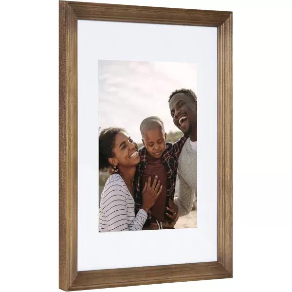 Kate and Laurel Bordeaux Gallery Wall Frame and Shelf Kit Set of 10 Rustic Brown and Charcoal Gray Assorted Size Frames and Three Display ShelvesBrownGray