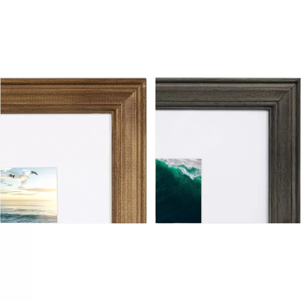 Kate and Laurel Bordeaux Gallery Wall Frame and Shelf Kit Set of 10 Rustic Brown and Charcoal Gray Assorted Size Frames and Three Display ShelvesBrownGray