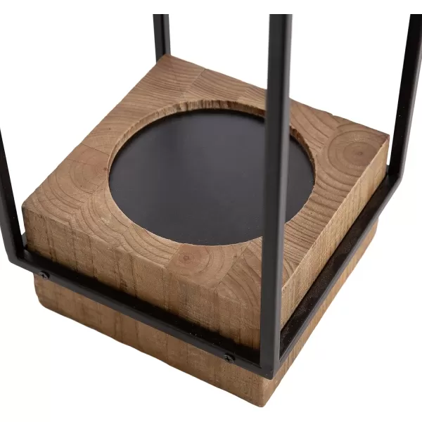 Kate and Laurel Brandt Farmhouse TwoPiece Candle Holder Set 7 x 7 x 19 Hazelnut and Black Transitional Wood and Metal Lantern Candle Holders for Fireplace Mantel Display2 Piece