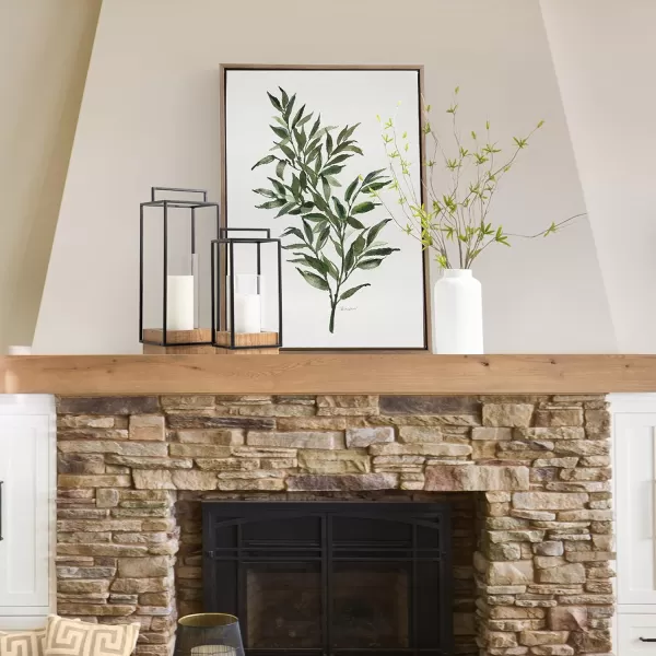 Kate and Laurel Brandt Farmhouse TwoPiece Candle Holder Set 7 x 7 x 19 Hazelnut and Black Transitional Wood and Metal Lantern Candle Holders for Fireplace Mantel Display2 Piece