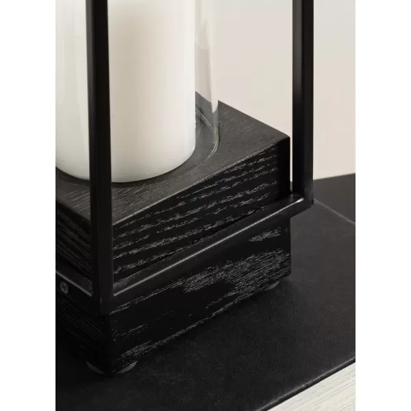 Kate and Laurel Brandt Farmhouse TwoPiece Candle Holder Set 7 x 7 x 19 Hazelnut and Black Transitional Wood and Metal Lantern Candle Holders for Fireplace Mantel Display2 Piece