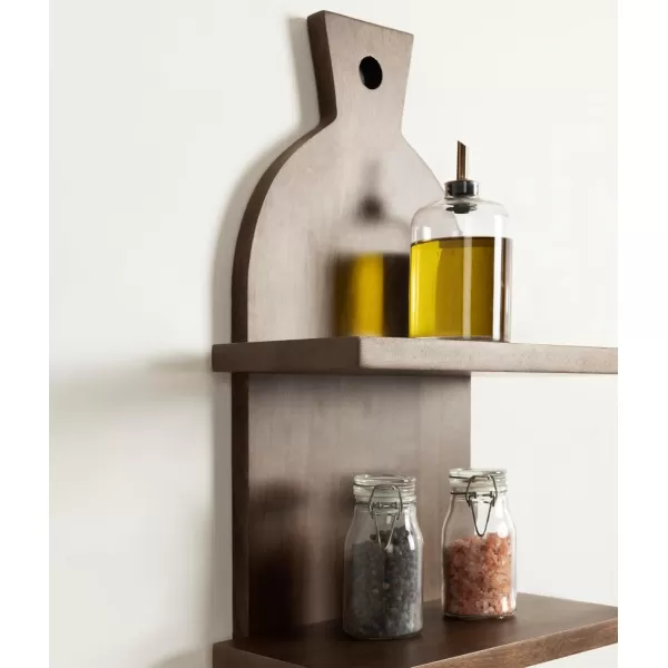 Kate and Laurel Braxton Modern Farmhouse ThreeTier Wall Shelf 12 x 7 x 32 Natural Brown Transitional Tiered Wood Display Shelf for Kitchen Spice Rack
