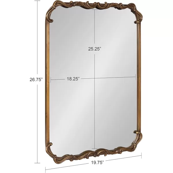 Kate and Laurel Brazelton Rounded Rectangle Ornate Traditional Mirror 20 x 27 Gold Ornamental Round Rectangular Classic Framed Wall MirrorGold