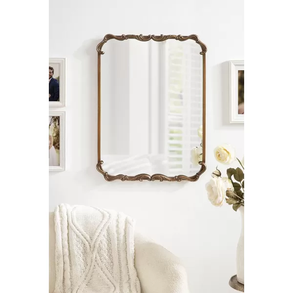 Kate and Laurel Brazelton Rounded Rectangle Ornate Traditional Mirror 20 x 27 Gold Ornamental Round Rectangular Classic Framed Wall MirrorGold