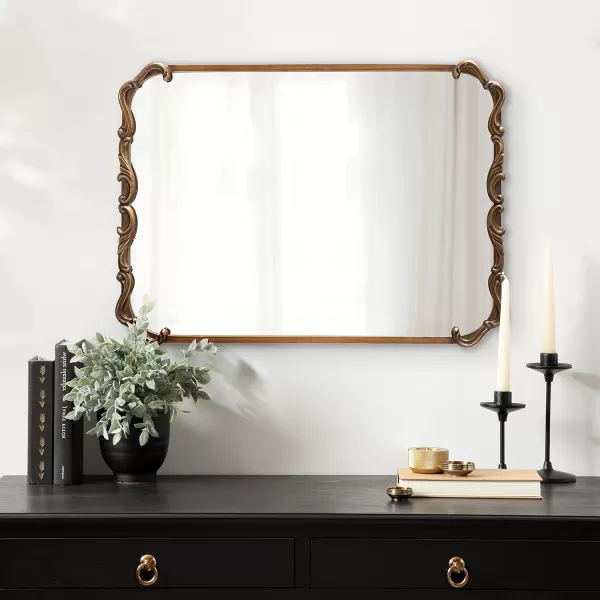 Kate and Laurel Brazelton Rounded Rectangle Ornate Traditional Mirror 20 x 27 Gold Ornamental Round Rectangular Classic Framed Wall MirrorGold