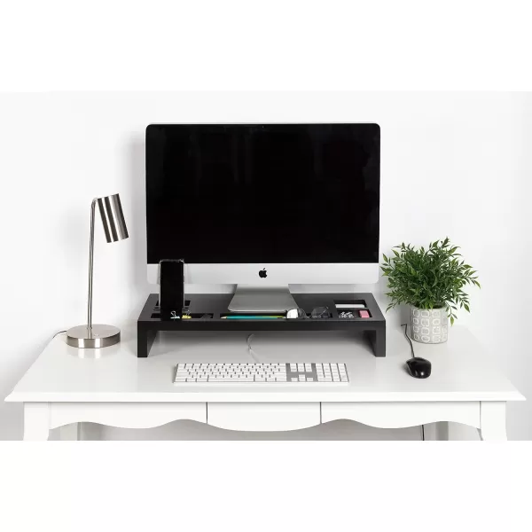 Kate and Laurel Briggs Wood Monitor Riser Desk Organizer BlackBlack