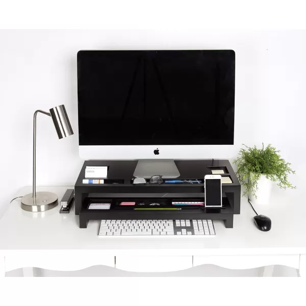 Kate and Laurel Briggs Wood Monitor Riser Desk Organizer BlackBlack