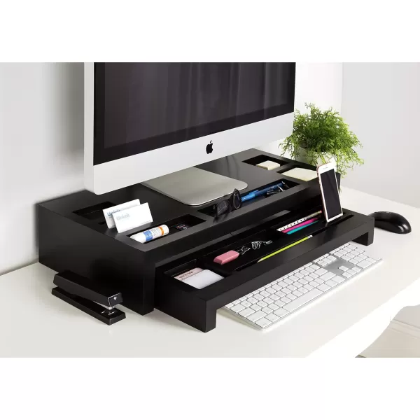 Kate and Laurel Briggs Wood Monitor Riser Desk Organizer BlackBlack