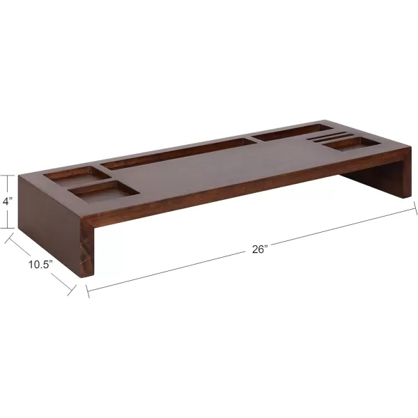 Kate and Laurel Briggs Wood Monitor Riser Desk Organizer BlackWalnut Brown