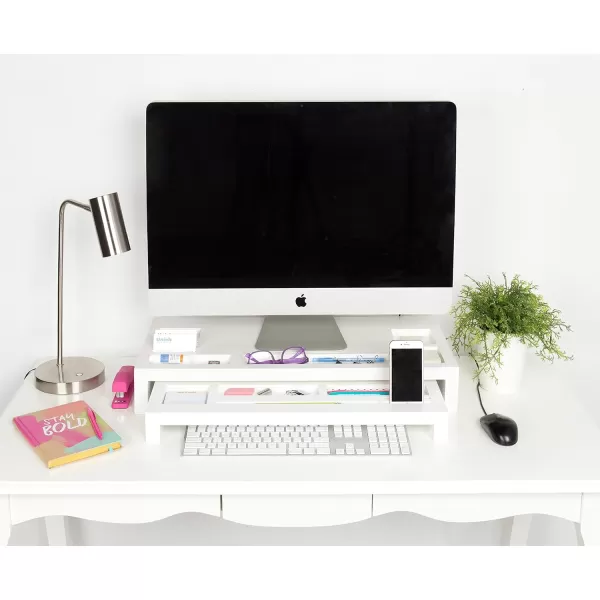 Kate and Laurel Briggs Wood Monitor Riser Desk Organizer BlackWhite