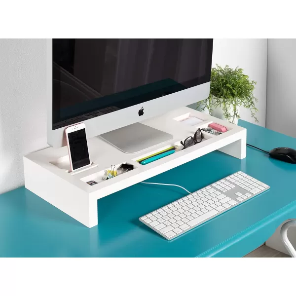 Kate and Laurel Briggs Wood Monitor Riser Desk Organizer BlackWhite