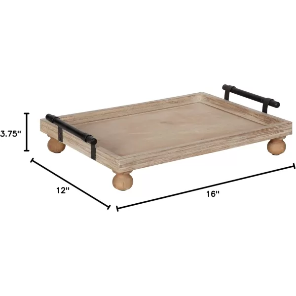 Kate and Laurel Bruillet Farmhouse Rectangular Tray 12 x 16 Rustic Gray Vintage Tray for Coffee TableBrown