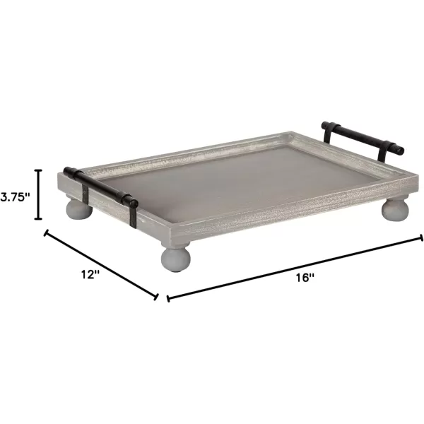 Kate and Laurel Bruillet Farmhouse Rectangular Tray 12 x 16 Rustic Gray Vintage Tray for Coffee TableGray