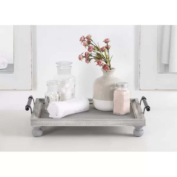 Kate and Laurel Bruillet Farmhouse Rectangular Tray 12 x 16 Rustic Gray Vintage Tray for Coffee TableGray