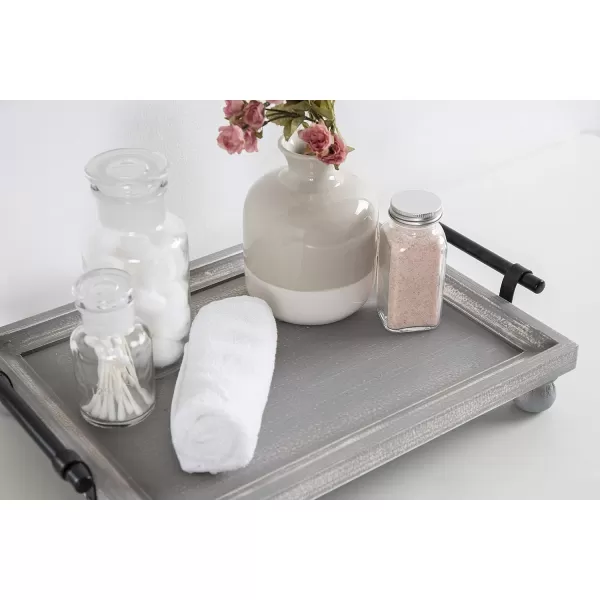 Kate and Laurel Bruillet Farmhouse Rectangular Tray 12 x 16 Rustic Gray Vintage Tray for Coffee TableGray