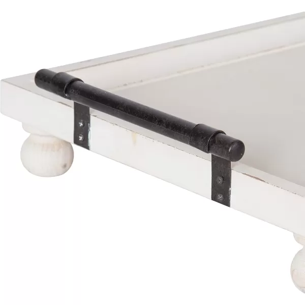 Kate and Laurel Bruillet Farmhouse Rectangular Tray 12 x 16 Rustic Gray Vintage Tray for Coffee TableWhite