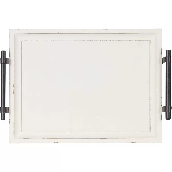 Kate and Laurel Bruillet Farmhouse Rectangular Tray 12 x 16 Rustic Gray Vintage Tray for Coffee TableWhite