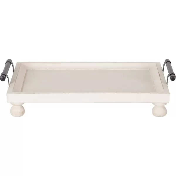 Kate and Laurel Bruillet Farmhouse Rectangular Tray 12 x 16 Rustic Gray Vintage Tray for Coffee TableWhite