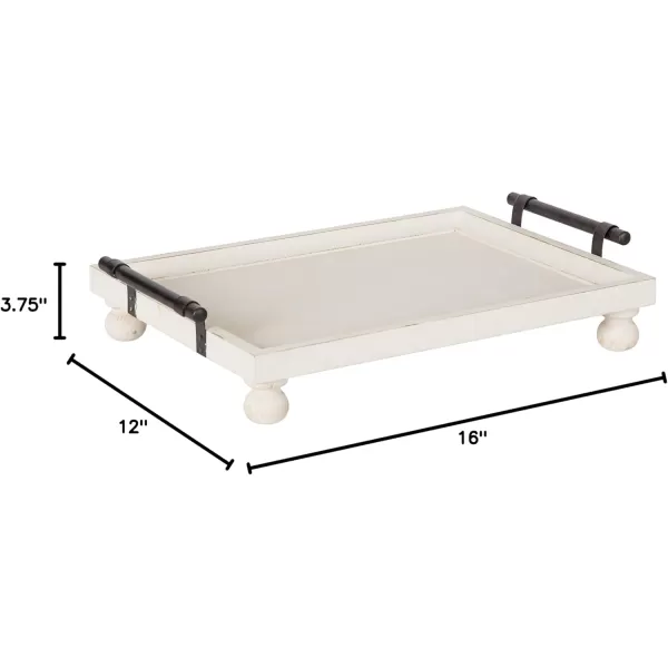 Kate and Laurel Bruillet Farmhouse Rectangular Tray 12 x 16 Rustic Gray Vintage Tray for Coffee TableWhite