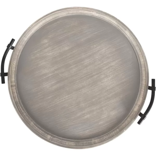 Kate and Laurel Bruillet Farmhouse Wood Round Ottoman Tray 24 x 22 Rustic Gray Circle Coffee Table Tray for Living Room Decor or Large Serving Tray