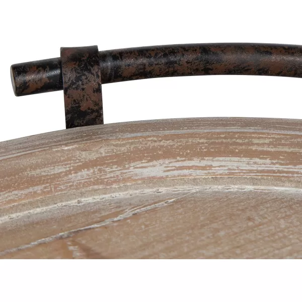 Kate and Laurel Bruillet Round Wooden Footed Tray with Handles 15 inch Diameter Rustic FinishNatural